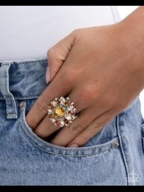 Statement Cluster Cocktail Ring in Golden Amber